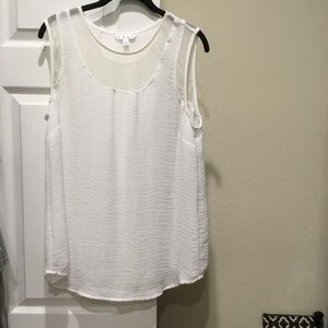 “Cabi” white sleeveless long top.